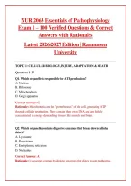 NUR 2063 Essentials of Pathophysiology Exam 1 Rasmussen University PDF &ndash; 100 Verified Questions & Correct Answers with Rationales &vert; 2026&sol;2027 Edition &vert; Instant Download