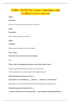UMBC MATH 221&colon; Exam 1 Questions with&NewLine;Verified Correct Answers