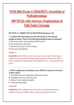 NUR 2063 Exam 3 Essentials of Pathophysiology 2026&sol;2027 PDF &ndash; 200 MCQs with Answers&comma; Explanations & Full Topic Coverage &vert; Instant Download