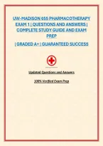 UW-MADISON 655 PHARMACOTHERAPY EXAM 1 &vert; QUESTIONS AND ANSWERS &vert; COMPLETE STUDY GUIDE AND EXAM PREP