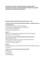 PSYCHOLOGY 150 CHAPTER 1 COMPREHENSIVE EXAM&colon; FOUNDATIONS OF&NewLine;PSYCHOLOGICAL SCIENCE&comma; HISTORY&comma; AND RESEARCH METHODS &vert; 100&percnt; CORRECT&NewLine;ANSWERS &vert; LATEST VERSION ALREADY GRADED A&plus;