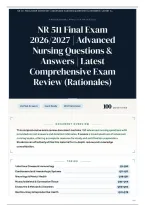 NR 511 Final Exam 2026&sol;2027 &vert; Advanced Nursing Questions & Answers &vert; Latest Comprehensive Exam Review &lpar;Rationales&rpar;