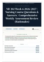 NR 302 Week 6 2026&sol;2027 &vert; Nursing Course Questions & Answers &vert; Comprehensive Weekly Assessment Review &lpar;Rationales&rpar;