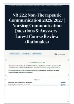 NR 222 Non-Therapeutic Communication 2026&sol;2027 &vert; Nursing Communication Questions & Answers &vert; Latest Course Review &lpar;Rationales&rpar;