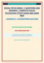 SOCIAL PSYCH EXAM 1 &vert; QUESTIONS AND ANSWERS &vert; COMPLETE SOCIAL PSYCHOLOGY STUDY GUIDE AND EXAM PREP