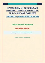 PSY 3370 EXAM 1 &vert; QUESTIONS AND ANSWERS &vert; COMPLETE PSYCHOLOGY STUDY GUIDE AND EXAM PREP