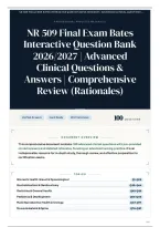 NR 509 Final Exam Bates Interactive Question Bank 2026&sol;2027 &vert; Advanced Clinical Questions & Answers &vert; Comprehensive Review &lpar;Rationales&rpar;