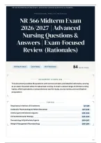 NR 566 Midterm Exam 2026&sol;2027 &vert; Advanced Nursing Questions & Answers &vert; Exam-Focused Review &lpar;Rationales&rpar;