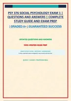 PSY 376 SOCIAL PSYCHOLOGY EXAM 1 &vert; QUESTIONS AND ANSWERS &vert; COMPLETE STUDY GUIDE AND EXAM PREP