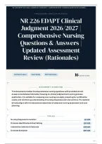 NR 226 EDAPT Clinical Judgment 2026&sol;2027 &vert; Comprehensive Nursing Questions & Answers &vert; Updated Assessment Review &lpar;Rationales&rpar;