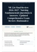 NR 226 Final Review 2026&sol;2027 &vert; Nursing Fundamentals Questions & Answers &vert; Updated Comprehensive Exam Review &lpar;Rationales&rpar;