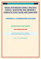 SOCIAL PSYCHOLOGY EXAM 1 MULTIPLE CHOICE &vert; QUESTIONS AND ANSWERS &vert; COMPLETE STUDY GUIDE AND EXAM PREP