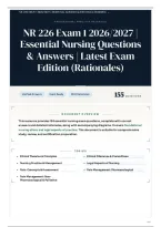 NR 226 Exam 1 2026&sol;2027 &vert; Essential Nursing Questions & Answers &vert; Latest Exam Edition &lpar;Rationales&rpar;