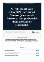 NR 509 Final Exam 2026&sol;2027 &vert; Advanced Nursing Questions & Answers &vert; Comprehensive Final Assessment &lpar;Rationales&rpar;
