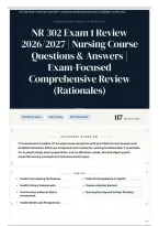 NR 302 Exam 1 Review 2026&sol;2027 &vert; Nursing Course Questions & Answers &vert; Exam-Focused Comprehensive Review &lpar;Rationales&rpar;