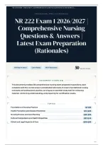 NR 222 Exam 1 2026&sol;2027 &vert; Comprehensive Nursing Questions & Answers &vert; Latest Exam Preparation &lpar;Rationales&rpar;