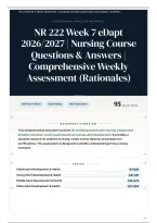 NR 222 Week 7 eDapt 2026&sol;2027 &vert; Nursing Course Questions & Answers &vert; Comprehensive Weekly Assessment &lpar;Rationales&rpar;