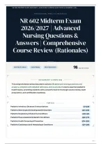 NR 602 Midterm Exam 2026&sol;2027 &vert; Advanced Nursing Questions & Answers &vert; Comprehensive Course Review &lpar;Rationales&rpar;