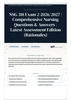 NSG 318 Exam 2 2026&sol;2027 &vert; Comprehensive Nursing Questions & Answers &vert; Latest Assessment Edition &lpar;Rationales&rpar;