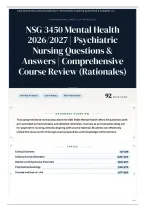 NSG 3450 Mental Health 2026&sol;2027 &vert; Psychiatric Nursing Questions & Answers &vert; Comprehensive Course Review &lpar;Rationales&rpar;