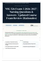 NSG 526 Exam 3 2026&sol;2027 &vert; Nursing Questions & Answers &vert; Updated Course Exam Review &lpar;Rationales&rpar;