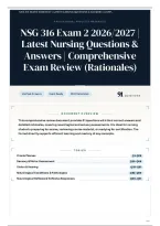 NSG 316 Exam 2 2026&sol;2027 &vert; Latest Nursing Questions & Answers &vert; Comprehensive Exam Review &lpar;Rationales&rpar;