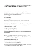 NSG 552 EXAM 1 2026&sol;2027 &vert; PSYCHIATRIC NURSING STUDY GUIDE&comma; EXAM REVIEW & PRACTICE QUESTIONS