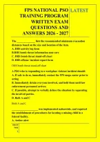 FPS NATIONAL PSO &NewLine;TRAINING PROGRAM &NewLine;WRITTEN EXAM &NewLine;QUESTIONS AND &NewLine;ANSWERS 2026 - 2027