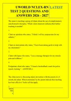 UWORLD NCLEX-RN &NewLine;TEST 2 QUESTIONS AND &NewLine;ANSWERS 2026 - 2027