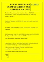 UF ENT 3003 EXAM 1 &NewLine;EXAM QUESTIONS AND &NewLine;ANSWERS 2026 - 2027 