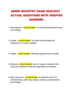 ABMDI REGISTRY EXAM 2026&sol;2027 &NewLine;ACTUAL QUESTIONS WITH VERIFIED &NewLine;ANSWERS&period; 
