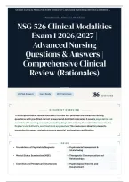 NSG 526 Clinical Modalities Exam 1 2026&sol;2027 &vert; Advanced Nursing Questions & Answers &vert; Comprehensive Clinical Review &lpar;Rationales&rpar;