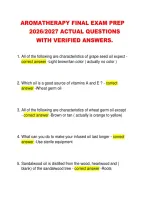 AROMATHERAPY FINAL EXAM PREP &NewLine;2026&sol;2027 ACTUAL QUESTIONS &NewLine;WITH VERIFIED ANSWERS&period; 