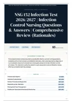 NSG 152 Infection Test 2026&sol;2027 &vert; Infection Control Nursing Questions & Answers &vert; Comprehensive Review &lpar;Rationales&rpar;