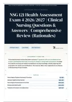 NSG 121 Health Assessment Exam 4 2026&sol;2027 &vert; Clinical Nursing Questions & Answers &vert; Comprehensive Review &lpar;Rationales&rpar;