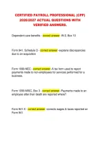 CERTIFIED PAYROLL PROFESSIONAL &lpar;CPP&rpar; &NewLine;2026&sol;2027 ACTUAL QUESTIONS WITH &NewLine;VERIFIED ANSWERS&period; 