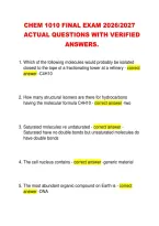 CHEM 1010 FINAL EXAM 2026&sol;2027 &NewLine;ACTUAL QUESTIONS WITH VERIFIED &NewLine;ANSWERS&period; 