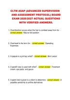 CLTM ASAP &lpar;ADVANCED SUPERVISION &NewLine;AND ASSESSMENT PROTOCOL&rpar; BOARD &NewLine;EXAM 2026&sol;2027 ACTUAL QUESTIONS &NewLine;WITH VERIFIED ANSWERS&period; 