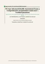 NU 650 Advanced Health Assessment&NewLine;&vert; Regis University&NewLine;&vert; Academic Year 2026&sol;2027&NewLine;&vert; Examination 3 Comprehensive Examination&NewLine;&vert; 100 Verified Questions and Correct Answer Rationales