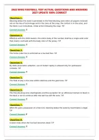  NFHS FOOTBALL TEST ACTUAL QUESTIONS AND ANSWERS&NewLine;2027 UPDATE 100&percnt; CORRECT&NewLine;