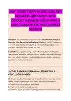 LSAT  EXAM STUDY GUIDE 2026&sol;2027 &NewLine;ACCURATE QUESTIONS WITH &NewLine;CORRECT DETAILED SOLUTIONS &vert;&vert; &NewLine;100&percnt; GUARANTEED PASS NEWEST &NewLine;VERSION 