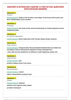 ANATOMY & PHYSIOLOGY CHAPTER 1-3 TEST ACTUAL QUESTIONS&NewLine;WITH DETAILED ANSWERS