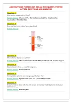 ANATOMY AND PHYSIOLOGY 2 EXAM 1 FREQUENTLY TESTED&NewLine;ACTUAL QUESTIONS AND ANSWERS