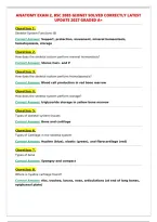ANATOMY EXAM 2&comma; BSC 2085 GIONET SOLVED CORRECTLY LATEST&NewLine;UPDATE 2027 GRADED A&plus;