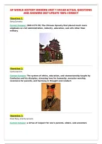 AP WORLD HISTORY MODERN UNIT 1 VOCAB ACTUAL QUESTIONS&NewLine;AND ANSWERS 2027 UPDATE 100&percnt; CORRECT