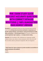 PHR  EXAM STUDY GUIDE &NewLine;2026&sol;2027 ACCURATE QUESTIONS &NewLine;WITH CORRECT DETAILED &NewLine;SOLUTIONS &vert;&vert; 100&percnt; GUARANTEED &NewLine;PASS NEWEST VERSION 