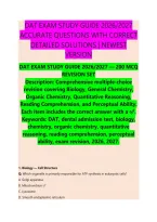 DAT EXAM STUDY GUIDE 2026&sol;2027 &NewLine;ACCURATE QUESTIONS WITH CORRECT &NewLine;DETAILED SOLUTIONS &vert; NEWEST &NewLine;VERSION 