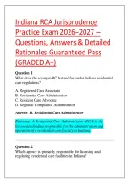 Indiana RCA Jurisprudence Practice Exam 2026&ndash;2027 &ndash; Questions&comma; Answers & Detailed Rationales Guaranteed Pass &lpar;GRADED A&plus;&rpar;