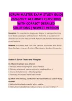 SCRUM MASTER EXAM STUDY GUIDE &NewLine;2026&sol;2027&colon; ACCURATE QUESTIONS &NewLine;WITH CORRECT DETAILED &NewLine;SOLUTIONS &vert; NEWEST VERSION 