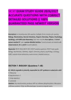 MCAT EXAM STUDY GUIDE 2026&sol;2027 &NewLine;ACCURATE QUESTIONS WITH CORRECT &NewLine;DETAILED SOLUTIONS &vert;&vert; 100&percnt; &NewLine;GUARANTEED PASS NEWEST VERSION 